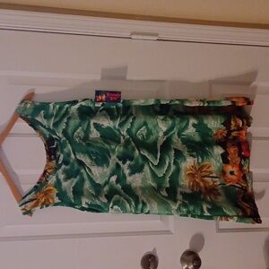 Roundy Bay sleeveless dress 100% polyester size L mainly green with white